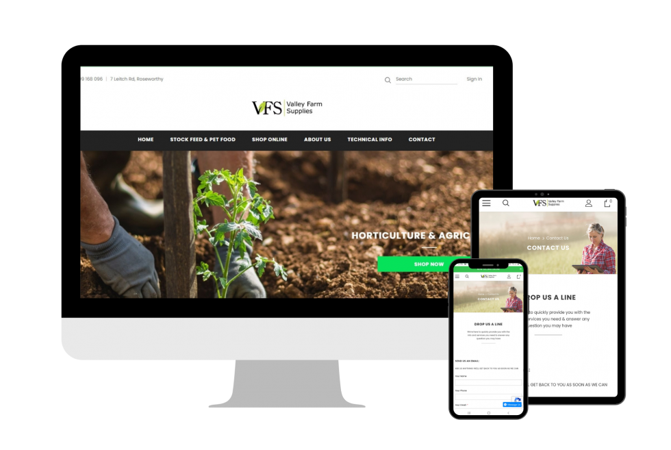 Valley Farm Supplies site Design Red Hippo Branding &  Design