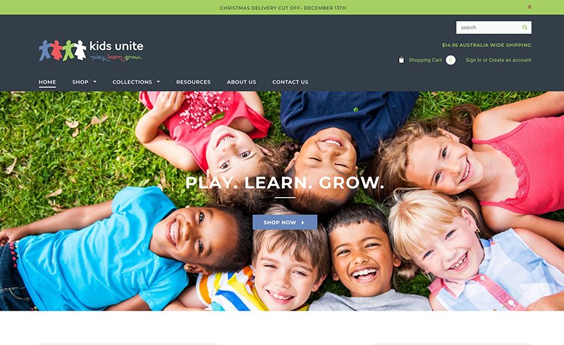 Kids Unite Shopify Website Design